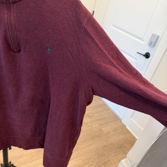 Polo Ralph Lauren Cotton Quarter Zip Pullover Sweater Maroon Mens Large - Picture 6 of 10